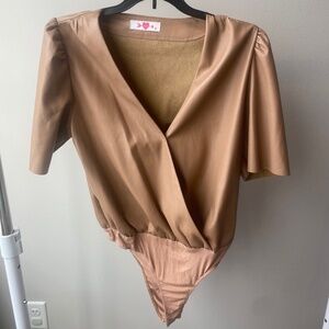 Buddy Love tan body suit